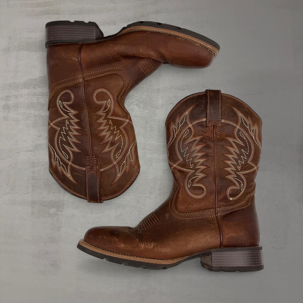 Cody James Western Boots Brown Leather Square‎ Toe Terra Tuff BCJSP25P1 8.5D